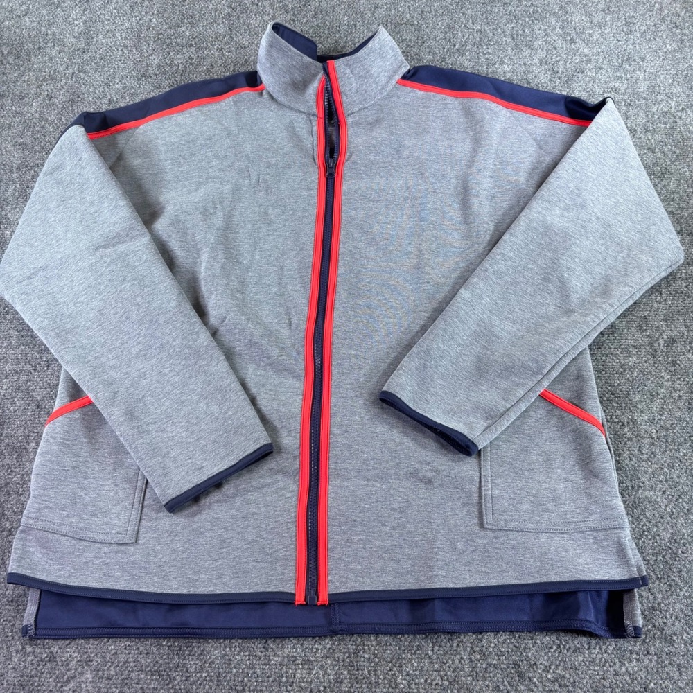 Champion C9 Track Jacket Mens XXL Gray Navy Orange Full Zip Mock Neck Athletic